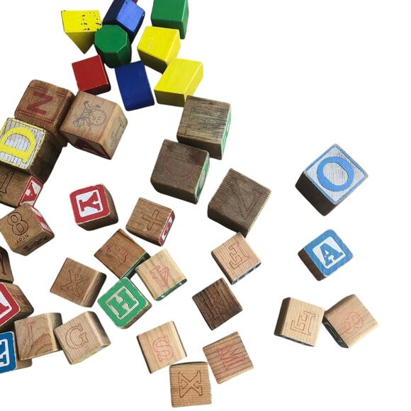 Vintage Wooden Alphabet Blocks Building Child Toy Lot Japan Stamped READ DSCPT - Picture 8 of 8